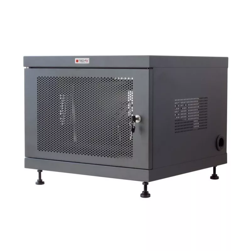 Rackový regál TECHLY 367652 organizér káblov s 3M lepiacou páskou, oceľ, 550×550×410 mm, čierny