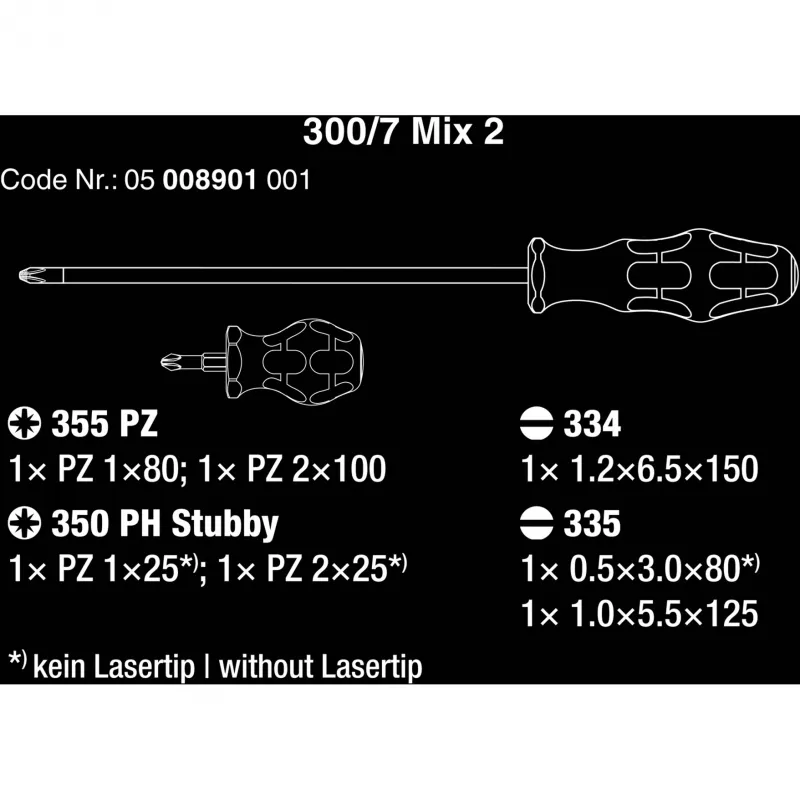 300/7 Mix 2 sada skrutkovačov Kraftform Plus (čierna/zelená, 7-dielna, Lasertip)