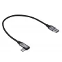 Akyga AK-USB-58 zahnutý kábel USB-C na USB-A, 30 cm, 60 W, pletený, čierny