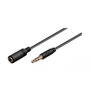 Wentronic Goobay 3,5 mm predlžovací kábel pre slúchadlá, čierny, 5 m - jack 3,5 mm konektor samec (3-pólový, stereo) > jack 3,5 mm konektor samica (3-pólový, stereo) (97122)