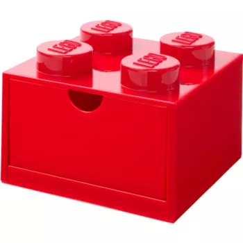 LEGO zásuvka na stôl 4, úložná krabica červená, výstupky
