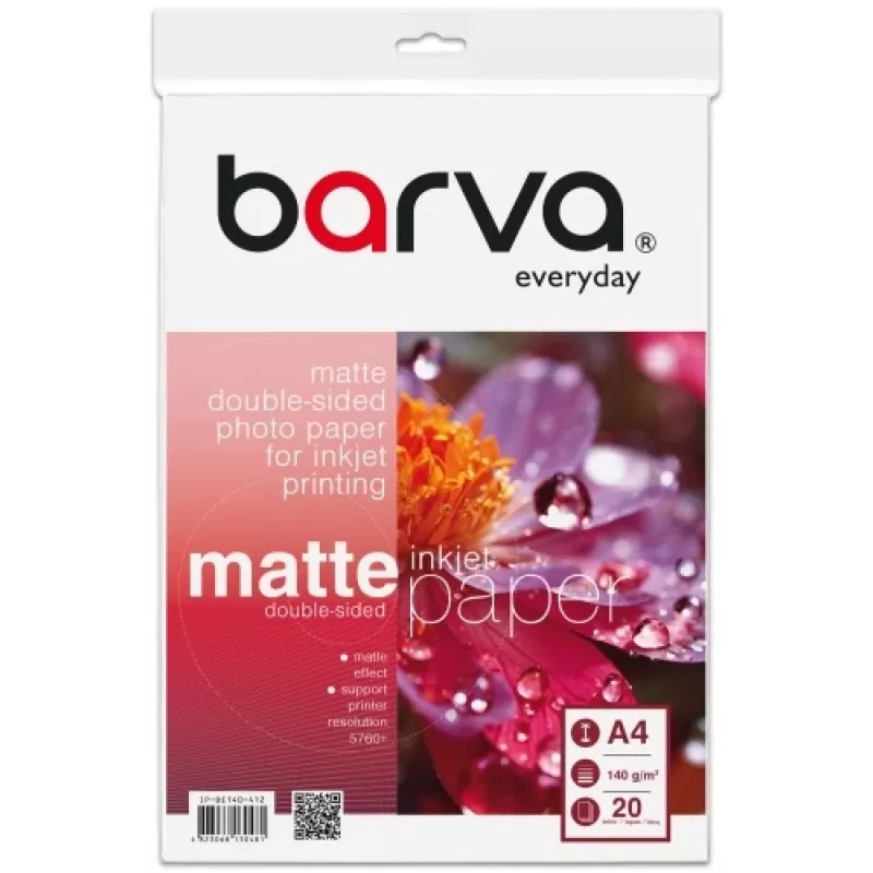 Fotopopierius Barva (IP-BE140-412) Everyday Dvipusis Matinis 140 g/m², A4, 20 listov