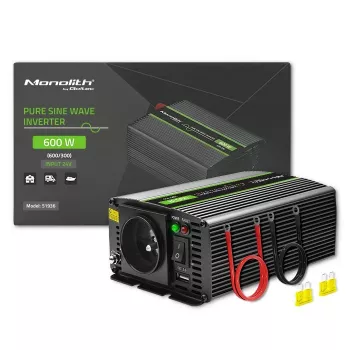 Qoltec Monolith napájací adaptér/menič do auta 600 W čierna
