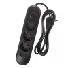 Predlžovacia zásuvka MACLEAN MCE394 B — 3 zásuvky + 3×USB A, 110–240V, 2,1A USB, 2500W, 1,5 m kábel, čierna