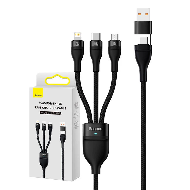 USB kábel Baseus CASS030101 1,2 m USB-A/USB-C USB-C/Micro-USB-B/Lightning čierny