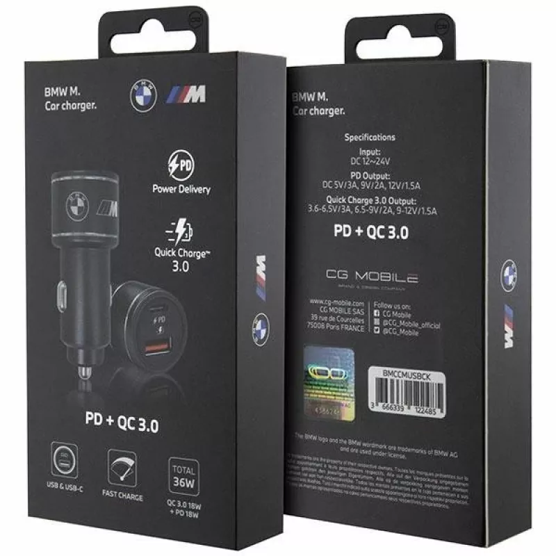 Auto nabíjačka 20W PD-QC 3.0 rýchle nabíjanie čierna