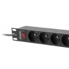 Napájacia rozvodná jednotka LANBERG PDU-09E-0300-BK — 9x zásuvky typ E, 16 A, 220–250 V, 3 m kábel, 1U rack, 19 inch