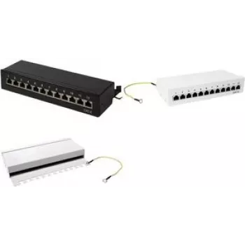 LogiLink - patch panel - nástenný - RJ-45 X 12 - svetlosivá, RAL 7035