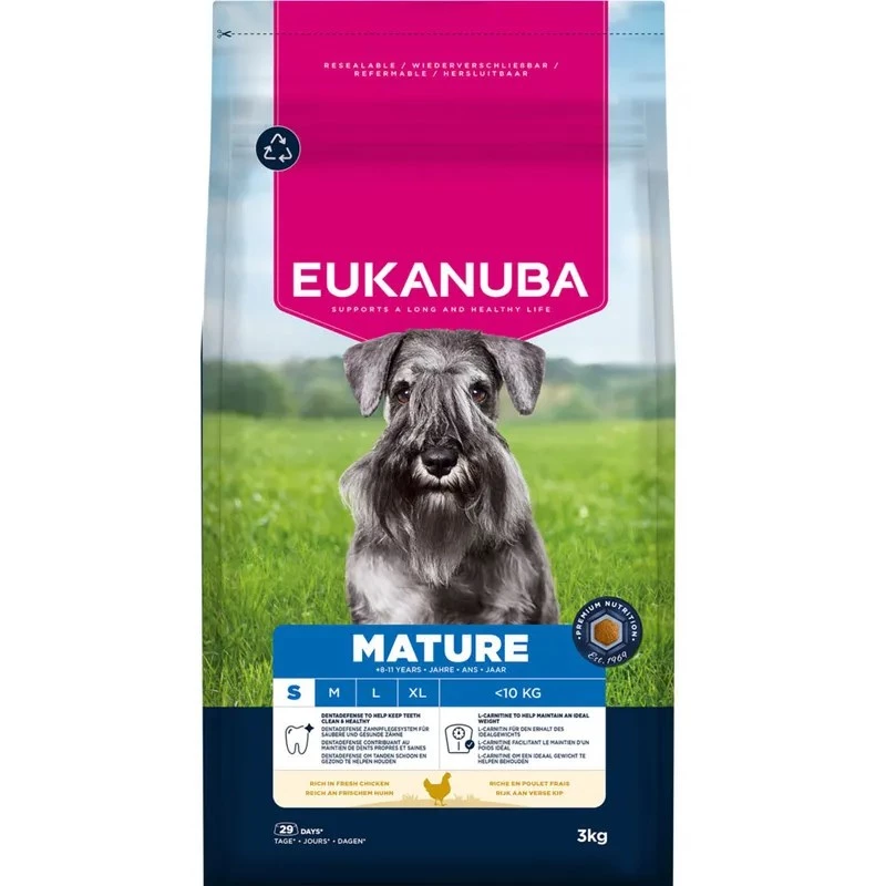 Suché krmivo pre psov EUKANUBA Mature Small Chicken 3 kg — pre dospelé psy malých plemien