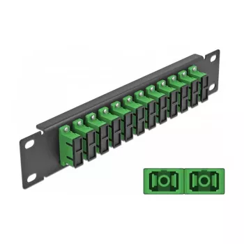 Optický patch panel DeLOCK 10 inch 12 portov SC Duplex zelená 1U čierna