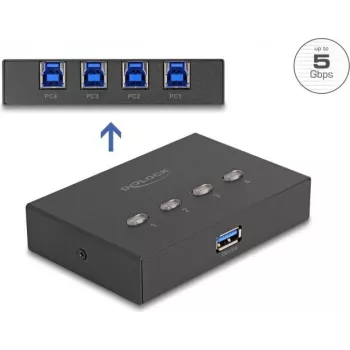 DeLOCK USB switch 4 PC na 1 zariadenie 5 Gbit/s čierna