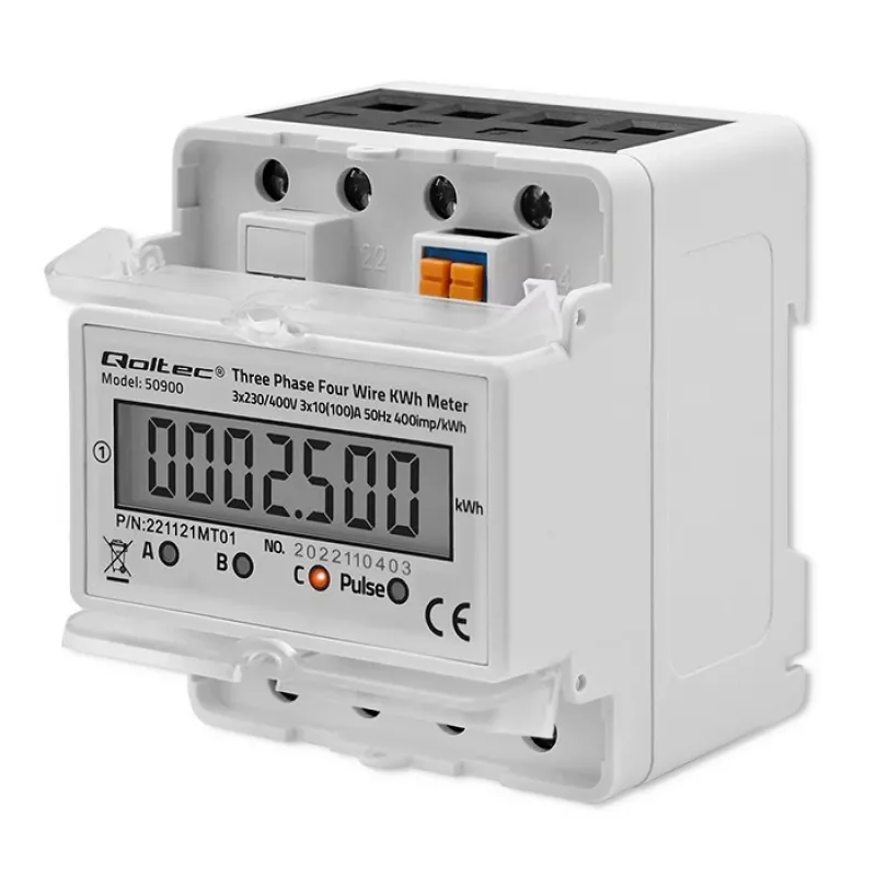 Trojfázový elektronický merač energie QOLTEC 50900 400V LCD 4P