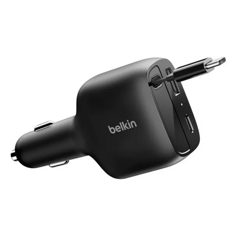 Belkin 75W 2-portový s vyťahovacím USB-C káblom do auta - kábel (CCC001HQBK)