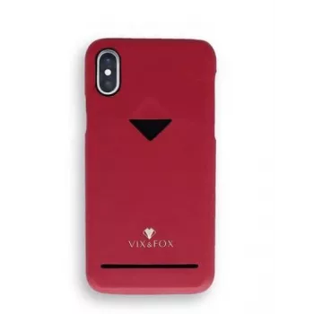 Zadný kryt s priehradkou na karty VixFox pre Samsung S9 — rubínovo červené ochranné puzdro s priehradkou na karty
