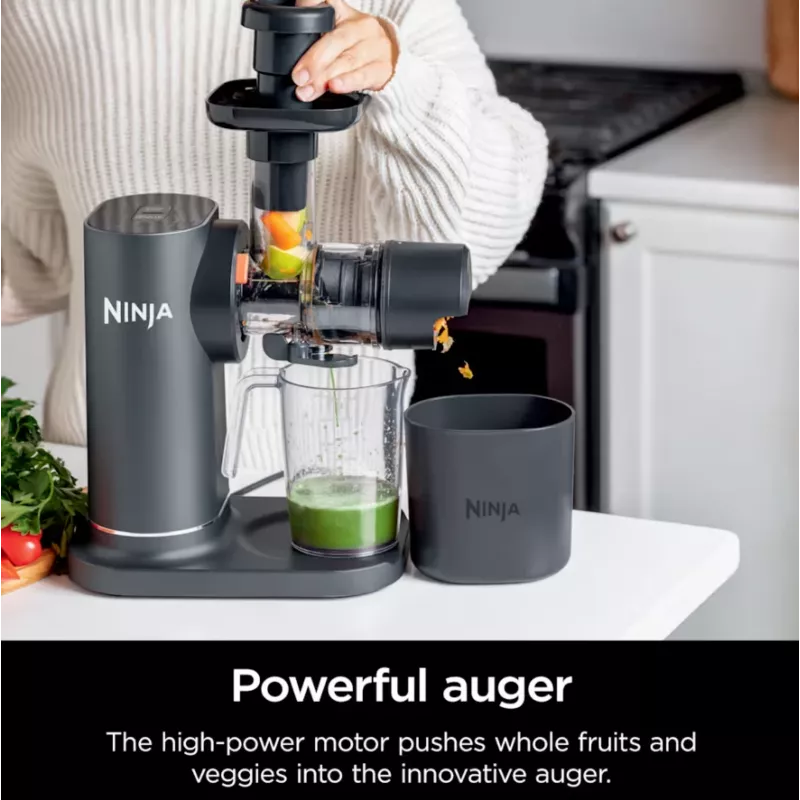 NINJA Cold Press Juicer | Neverclog JC151EU | typ odšťavovač za studena | sivý | 150 W | počet rýchlostí 1