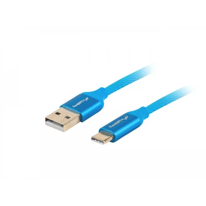 USB-A na USB-C kábel LANBERG CA-USBO-22CU-0005-BL, USB 2.0, 0,5 m, modrý, konektor samec–konektor samec