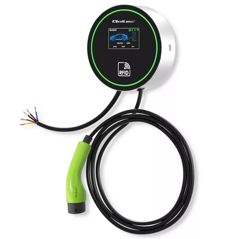 Nabíjacia stanica pre EV QOLTEC 52432 Type2 22 kW WLAN s LCD displejom
