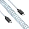 Akyga AK-USB-49 Aviator špirálový kábel USB-C na USB-C s GX16 konektorom, USB 2.0, 3 m, biely