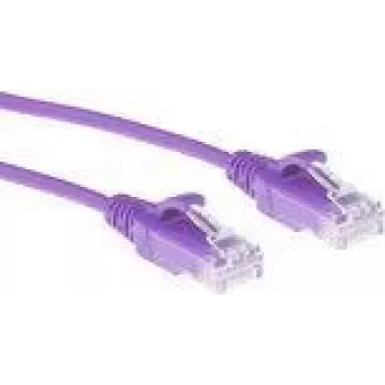 ACT fialový 1 meter LSZH U/UTP CAT6 Datacenter Slimline patch kábel bez jazýčka s RJ45 konektormi