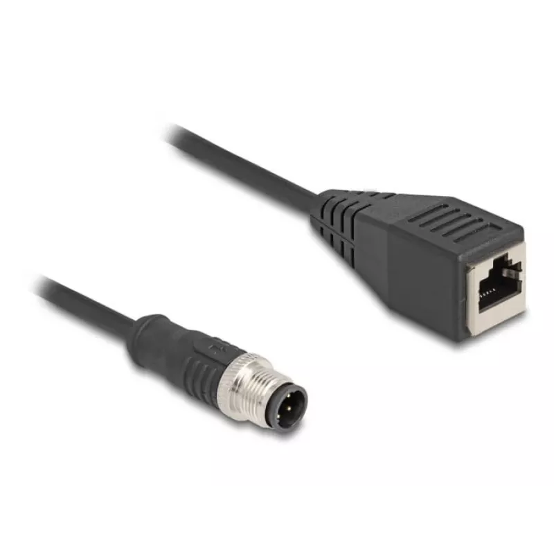 DeLOCK adaptérový kábel M12 D-kódovaný 4-pólový konektor samec na RJ45 konektor samica 50 cm
