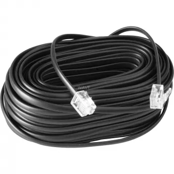 Wentronic Goobay modulárny pripojovací kábel, čierna, 10 m - konektor RJ11/RJ14 samec (6P4C) na konektor RJ11/RJ14 samec (6P4C) (50319)