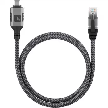 Techly ICOC U3C-RJ45-010 adaptérový kábel USB-C na Gigabit Ethernet, 1 m, čierny/strieborný