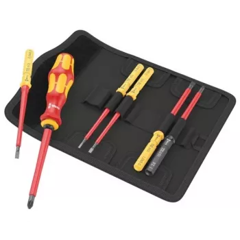 Wera 05006601001 Kraftform Kompakt VDE 7 Universal 2 Tool Finder sada skrutkovačov, 7-dielna, 817 VDE Kraftform držiak vymeniteľných hrotov + 6 VDE vymeniteľných hrotov, IEC 60900, s puzdrom na opasok