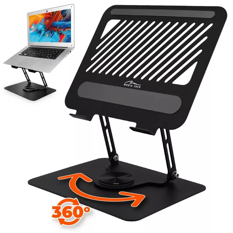 Stojan na notebook MEDIA-TECH MT2662 – výškovo nastaviteľný, skladací z hliníka pre 10–17