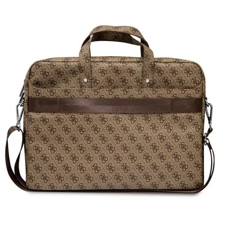 Taška na notebook GUESS GUCB15P4TW 16 palcov hnedá Saffiano s 4G trojuholníkovým logom