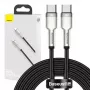 USB‑C na USB‑C kábel Baseus Cafule Metal – 2 m, 100W nabíjací výkon, USB 2.0 (480 Mbit/s), pozinkované kontakty, čierny
