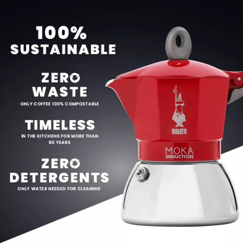 Bialetti Moka Induction moka kanvica 0,1 L červená strieborná