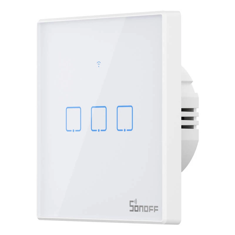Nástenný inteligentný svetelný vypínač Sonoff T2 EU TX 3-kanál Wi‑Fi + RF 433 ovládanie