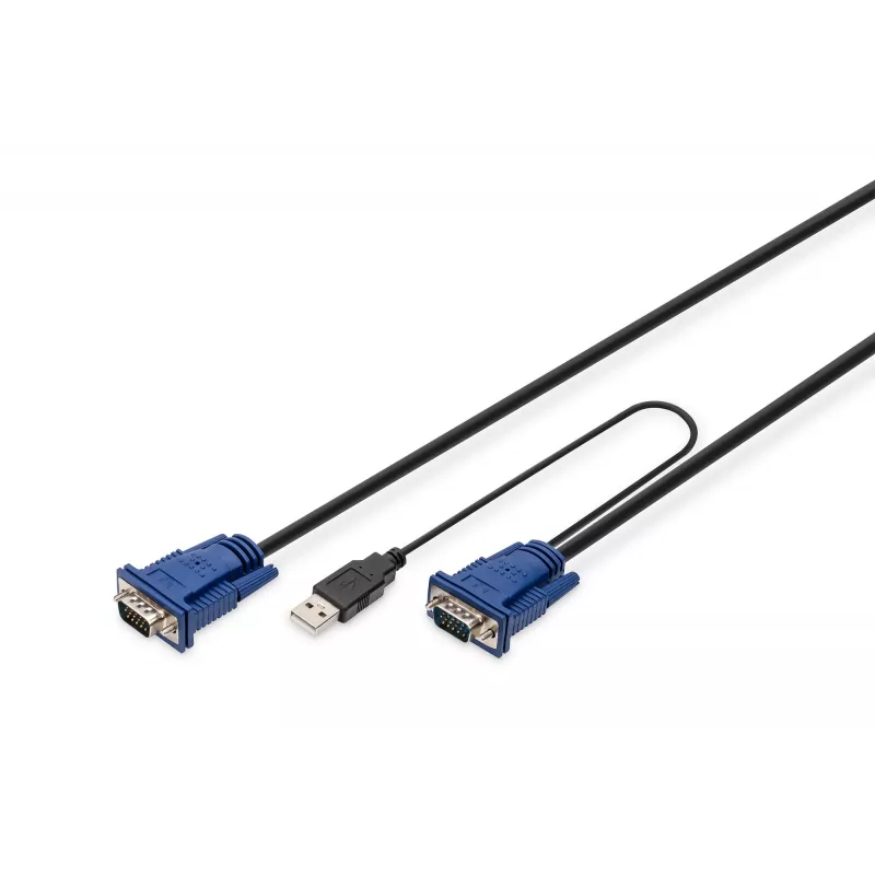 DIGITUS Octopus - klávesnica/video/myš (KVM) kábel - HD-15 (M) - USB Type-A, 4-pin, PS/2, 6-pin (M) - 5,0 m - čierny (DS-19233)