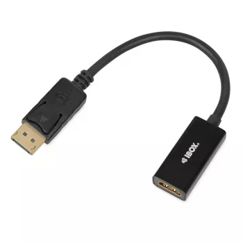 Káblový adaptér DisplayPort na HDMI IBOX iadp4k — DisplayPort (konektor samec) na HDMI (konektor samica), rovný konektor, podpora 4K, strieborná