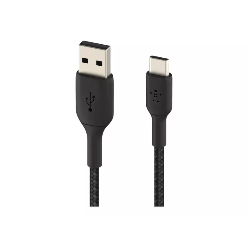 Pletený USB-C na USB-A kábel 15 cm čierny