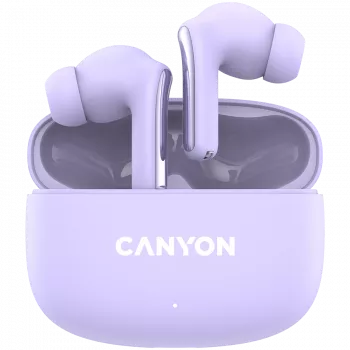 Canyon TWS-9 CNS-TWS9P slúchadlá – True Wireless – Bluetooth 5.4 – In-Ear – 6h + 30h výdrž – USB-C nabíjacie puzdro – dotykové ovládanie – fialová
