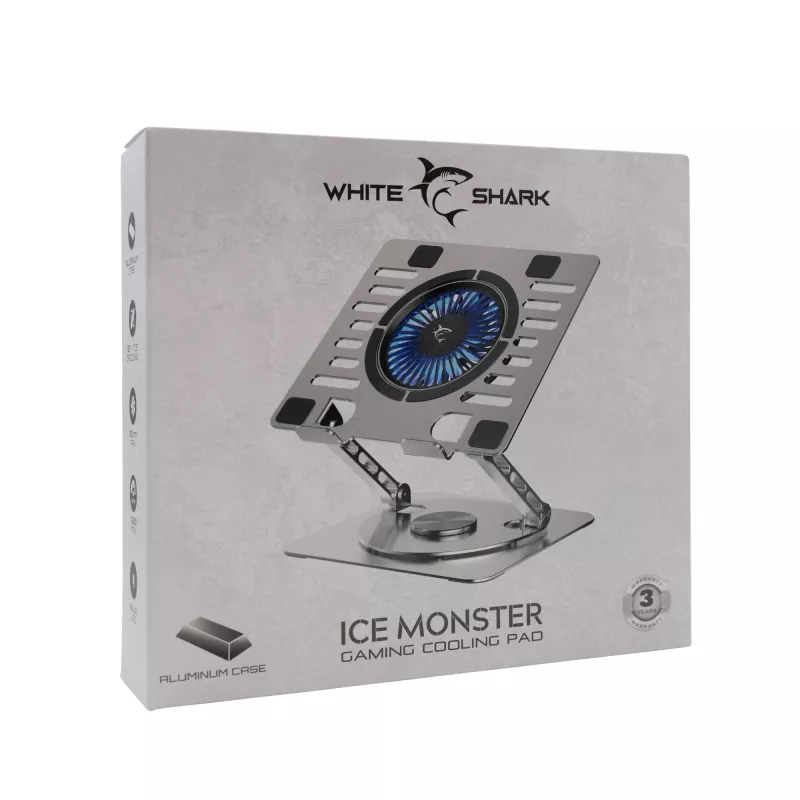 White Shark GCP-16 Ice Monster chladiaca podložka pod notebook, do 17,3 palcov, LED, sivá