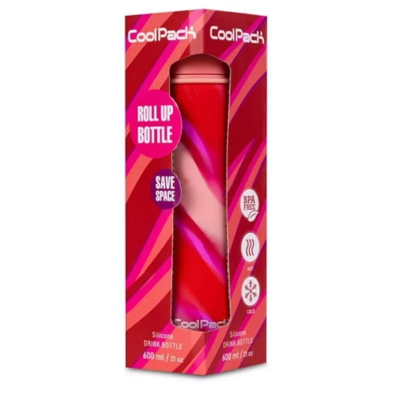 COOLPACK silikónová fľaša na pitie Pump 600 ml dievčenská ružová