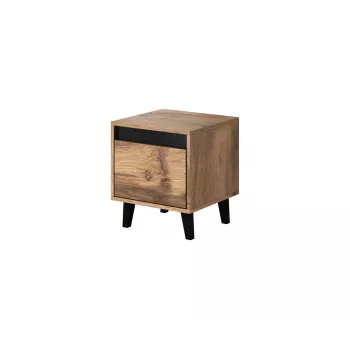 Nočný stolík cama meble NORD, sada 2 ks, 40×38×45 cm, dub Wotan/antracit, 1 zásuvka, rám 16 mm