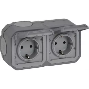 Legrand Plexo nové APWG Schuko 069742L zásuvka 2-násobná sivá IP 44 5 (069742L)