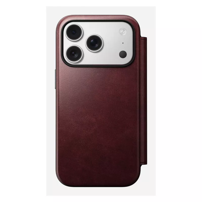 Puzdro na telefón Nomad Modern Leather Folio pre Apple iPhone 17 Pro, 6,3 palcov (16 cm), koža bordová