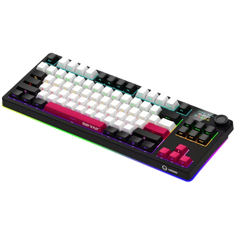LORGAR KBP70TKLW, bezdrôtová TKL mechanická herná klávesnica Pro, čierna/červená, EN-layout