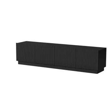TV skrinka cama meble LIVERTI 2000x420x480 mm, čierna vrchná doska z drevotriesky, čierny rám