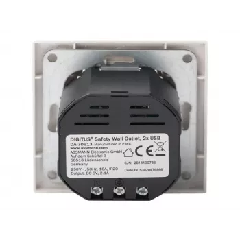 Bezpečnostná zásuvka na zapustenú montáž Digitus DA-70613 s 2 USB portmi
