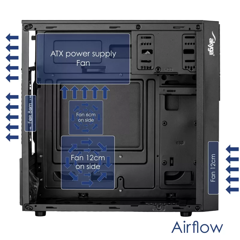 Akyga AK19BK Micro-Tower PC skriňa, Micro-ATX / Mini-ITX, USB-C + USB 3.0 + 2x USB 2.0, bez napájacieho zdroja, čierna