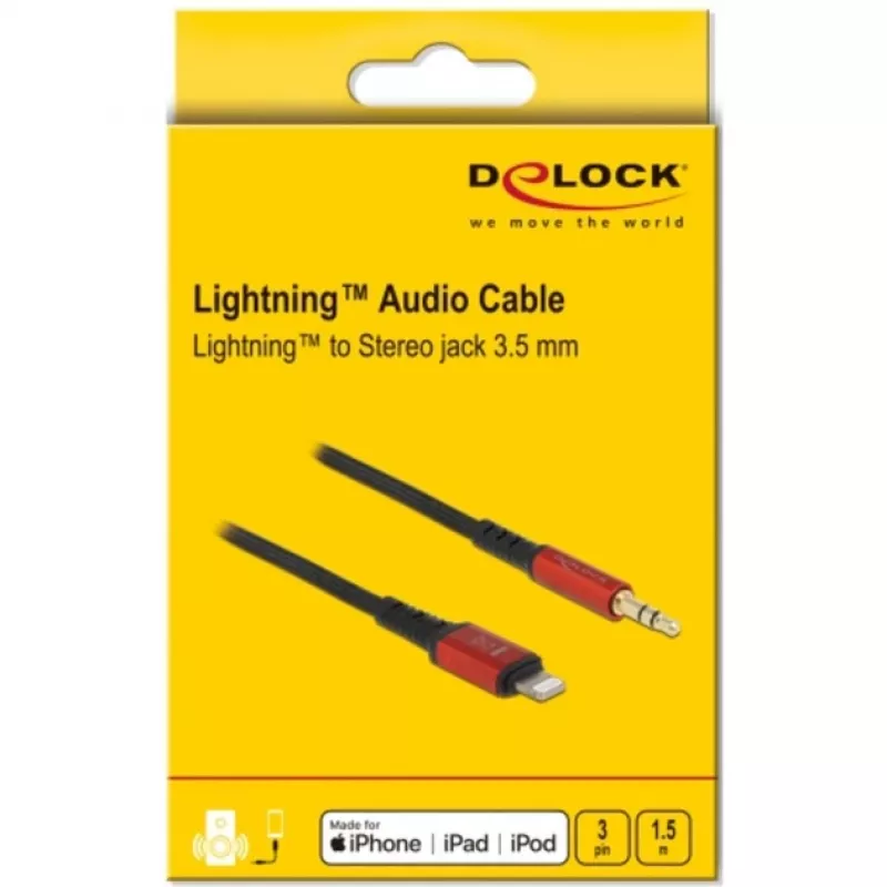 Audio kábel DeLOCK 86587 1,5 m 3,5 mm Lightning čierny