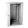 Nástenná sieťová skriňa 19 rack 18U 600x600, sklenené dvere, sivá, delená, zložená, 60kg