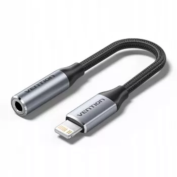 Audio adaptér Vention Lightning na 3,5 mm BMBHA, Lightning na 3,5 mm káblový adaptér s 0,1 m káblom, sivý