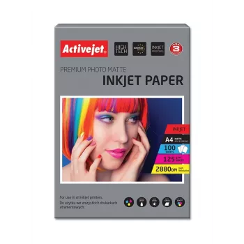 Activejet AP4-125M100 matný fotopapier pre atramentové tlačiarne; A4; 100 ks