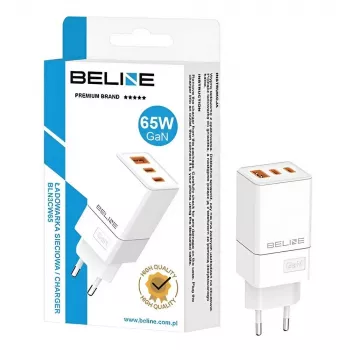 Beline sieťový adaptér 2x USB-C 1x USB 65W biela/biela (len hlava) PD 3.0 QC